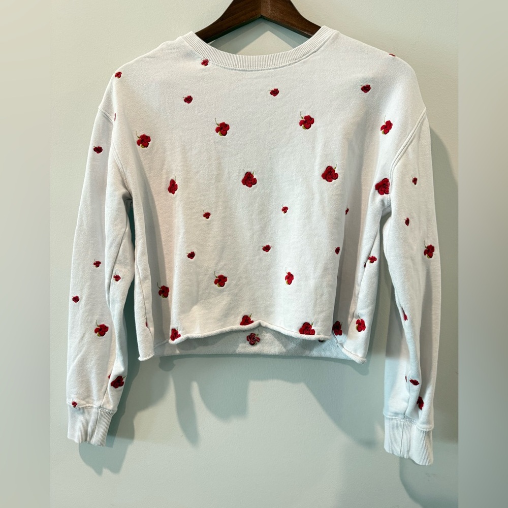Spiritual Gangster White Sweatshirt with Red Accents Size S
